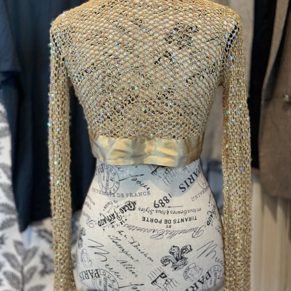 intuitions Gold with Iridescence Sequin Cardigan shrug size xsmall - Picture 5 of 13